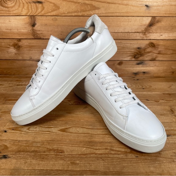 REISS Finley Trainers Size UK 9 Mens White Grey Leather Suede Lace Up Low Shoes - Picture 10 of 14